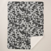 Abstract zwart en grijs geometrisch mozaïek modern sherpa deken (Voorkant)