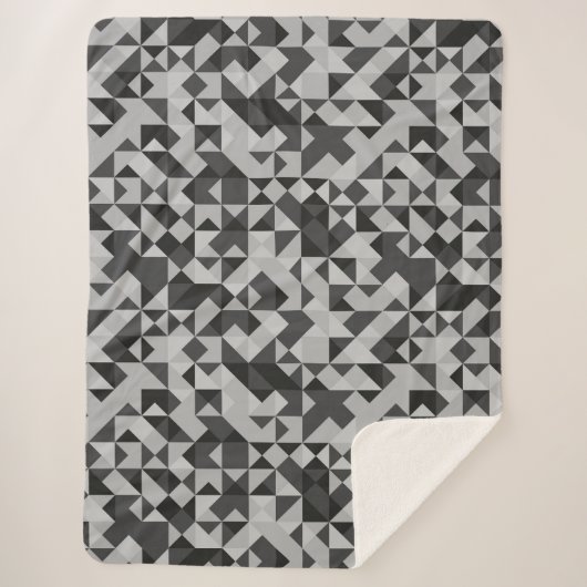 Abstract zwart en grijs geometrisch mozaïek modern sherpa deken (Voorkant)
