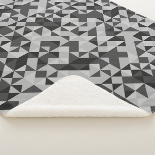 Abstract zwart en grijs geometrisch mozaïek modern sherpa deken
