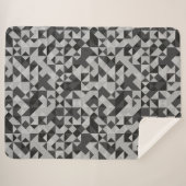 Abstract zwart en grijs geometrisch mozaïek modern sherpa deken (Voorkant (horizontaal))