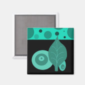Abstract zwart en groen blad magneet (Voorkant / Achterkant)
