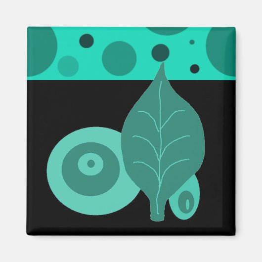 Abstract zwart en groen blad magneet (Voorkant)