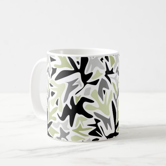 Abstract, zwart en groen, jeugd, modern, creatief koffiemok (Voorkant links)