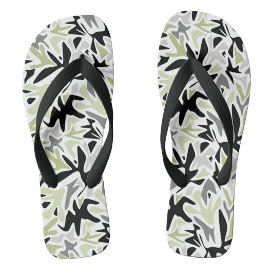 Abstract, zwart en groen, jeugd, modern, creatief teenslippers (Voetbed)