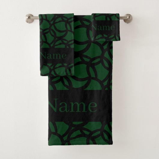 Abstract zwart en groen patroon gepersonaliseerd bad handdoek (Insitu)