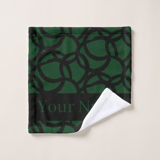 Abstract zwart en groen patroon gepersonaliseerd bad handdoek (Wasdoekje)