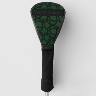 Abstract zwart en groen patroon gepersonaliseerd golfheadcover