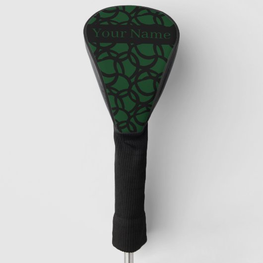 Abstract zwart en groen patroon gepersonaliseerd golfheadcover (Voorkant)
