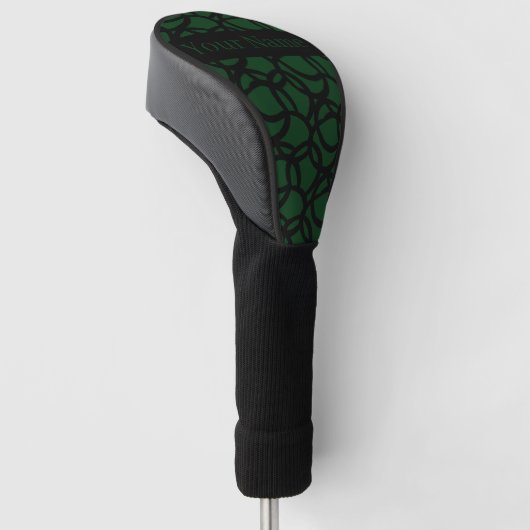 Abstract zwart en groen patroon gepersonaliseerd golfheadcover (Schuin)