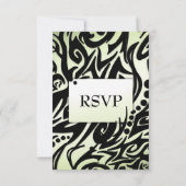 Abstract Zwart en Groen Tribal met Menu RSVP (Achterkant)
