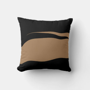 Abstract zwart en lichtbruin Wavy Kussen