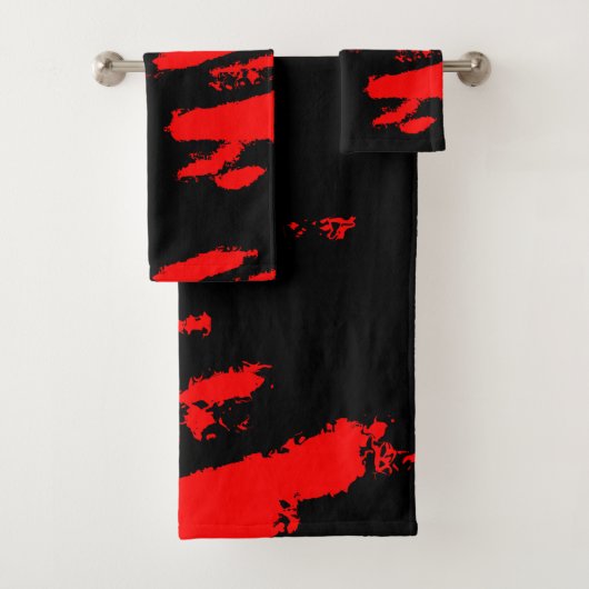 Abstract zwart en rood bad handdoek (Insitu)