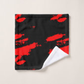 Abstract zwart en rood bad handdoek (Wasdoekje)