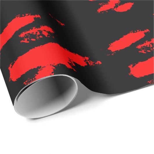 Abstract zwart en rood cadeaupapier (Rol Hoek)