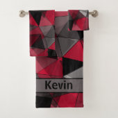 Abstract, zwart en rood, driehoek, geometrisch, zw bad handdoek (Insitu)
