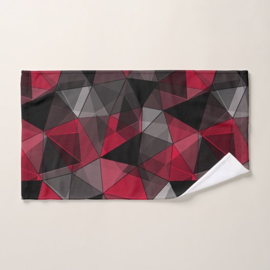 Abstract, zwart en rood, driehoek, geometrisch, zw bad handdoek (Handdoek)