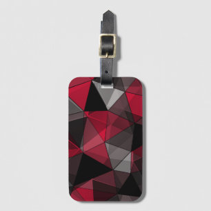 Abstract, zwart en rood, driehoek, geometrisch, zw bagagelabel