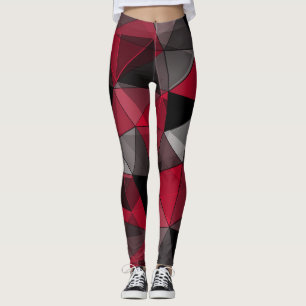 Abstract, zwart en rood, driehoek, geometrisch, zw leggings