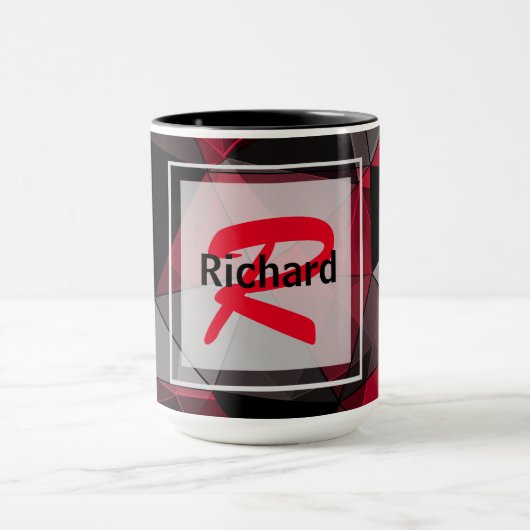 Abstract, zwart en rood, driehoek, geometrisch, zw mok (Midden)