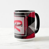 Abstract, zwart en rood, driehoek, geometrisch, zw mok (Voorkant rechts)
