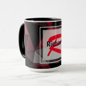 Abstract, zwart en rood, driehoek, geometrisch, zw mok (Voorkant links)