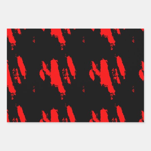 Abstract zwart en rood inpakpapier vel (Voorkant 3)
