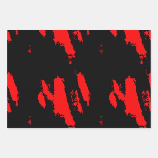 Abstract zwart en rood inpakpapier vel (Voorkant)