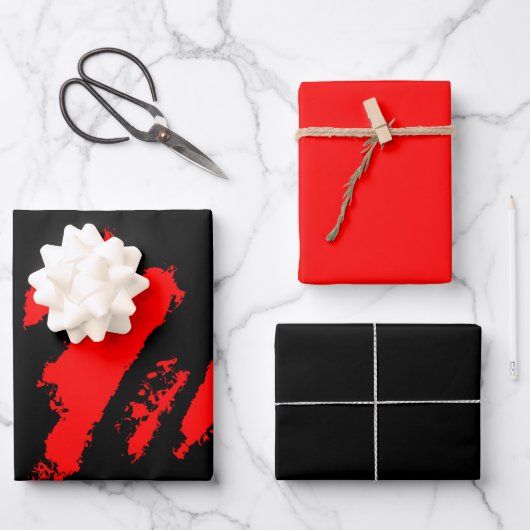 Abstract zwart en rood inpakpapier vel (Voorkant)