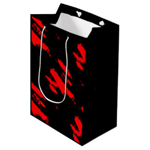 Abstract zwart en rood medium cadeauzakje