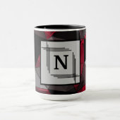 Abstract, zwart en rood, monogram, gepersonaliseer mok (Midden)