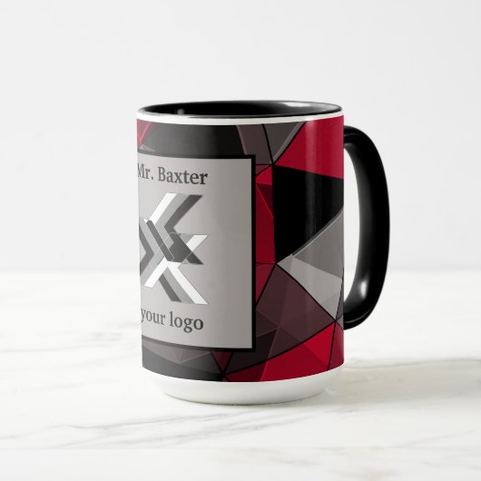 Abstract, zwart en rood, monogram, logo mok (Voorkant rechts)