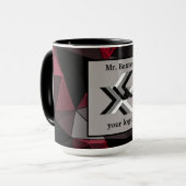 Abstract, zwart en rood, monogram, logo mok (Voorkant links)