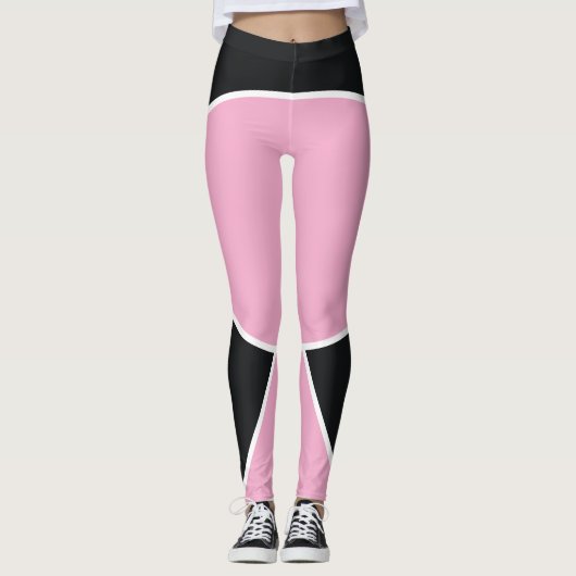 Abstract zwart en roze geometrisch leggings (Voorkant)