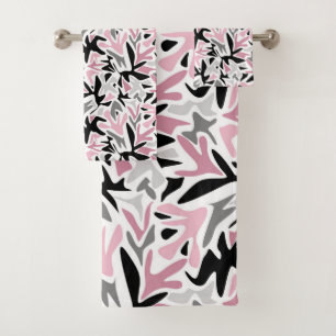 Abstract, zwart en roze, jeugd, moderne schroefdra bad handdoek
