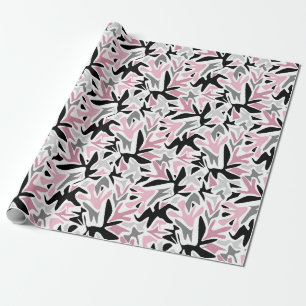 Abstract, zwart en roze, jeugd, moderne schroefdra cadeaupapier
