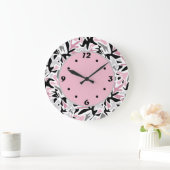 Abstract, zwart en roze, jeugd, moderne schroefdra grote klok (Huis)