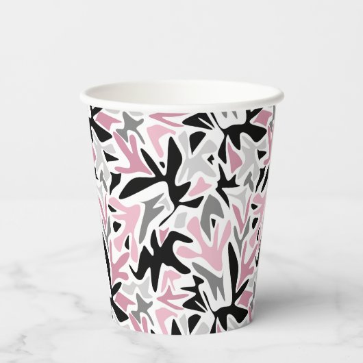 Abstract, zwart en roze, jeugd, moderne schroefdra papieren bekers (Achterkant)