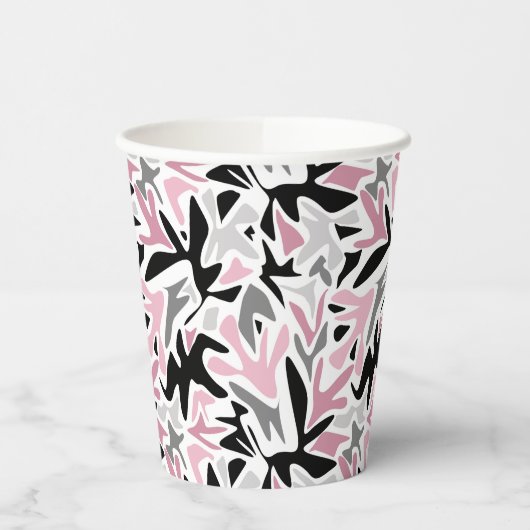 Abstract, zwart en roze, jeugd, moderne schroefdra papieren bekers (Links)