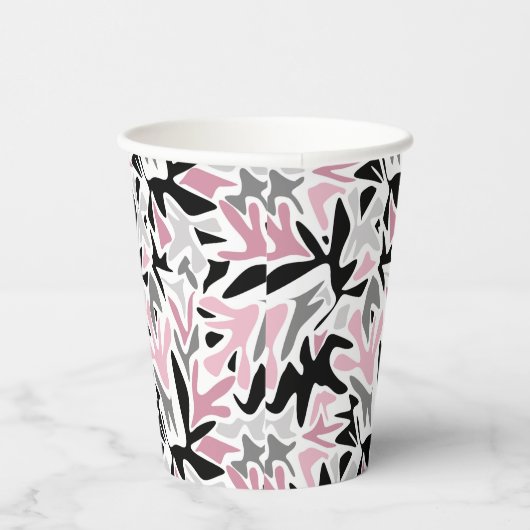 Abstract, zwart en roze, jeugd, moderne schroefdra papieren bekers (Rechts)