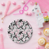 Abstract, zwart en roze, jeugd, moderne schroefdra papieren bordje (Feest)