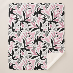 Abstract, zwart en roze, jeugd, moderne schroefdra sherpa deken