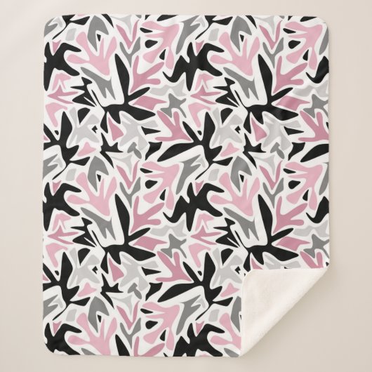 Abstract, zwart en roze, jeugd, moderne schroefdra sherpa deken (Voorkant)
