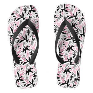 Abstract, zwart en roze, jeugd, moderne schroefdra teenslippers