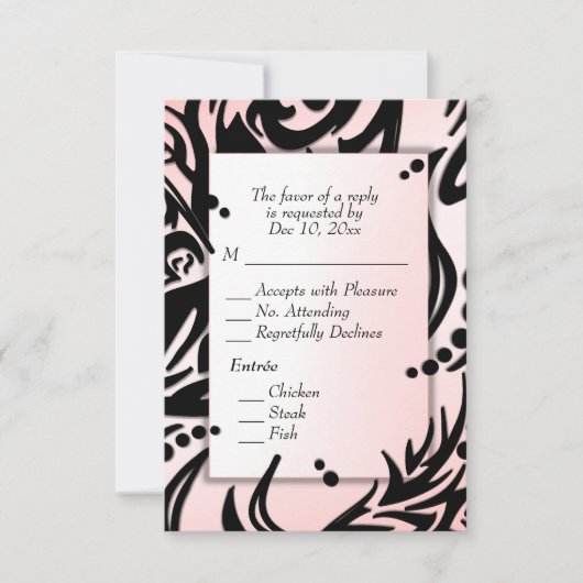 Abstract zwart en roze tribal met Menu RSVP (Voorkant)