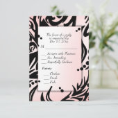 Abstract zwart en roze tribal met Menu RSVP (Staand voorkant)