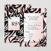 Abstract zwart en roze tribal met Menu RSVP (Voorkant / Achterkant)