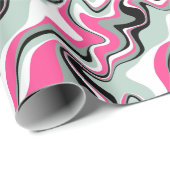 Abstract zwart en roze vloeistof cadeaupapier (Rol Hoek)