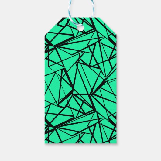 Abstract zwart en turquoise cadeaulabel (Voorkant)