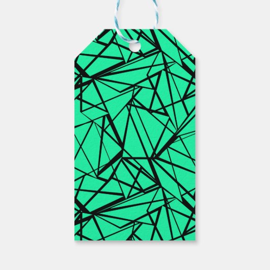 Abstract zwart en turquoise cadeaulabel (Achterkant)