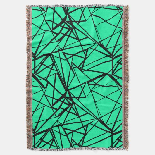 Abstract zwart en turquoise deken (Voorkant Verticaal)